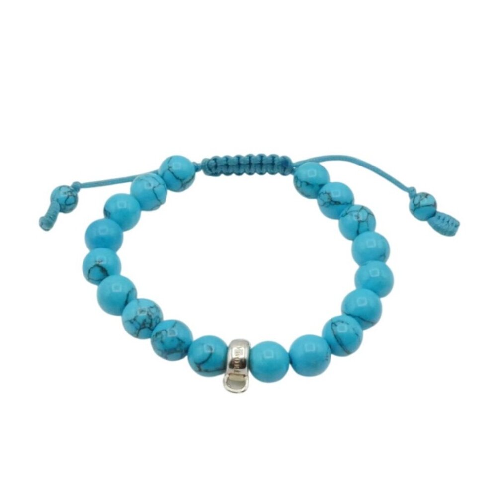 Thomas Sabo Imitation Turquoise Beaded Charm Carrier Bracelet Adjustable Cord